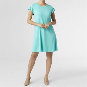 Teal Flutter Sleeve Mini Dress